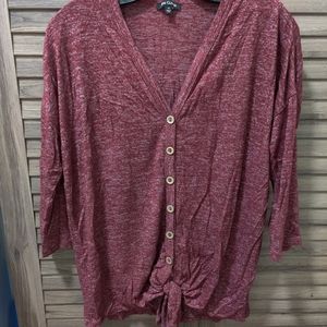 Pink Clover red/maroon top with knot in front
